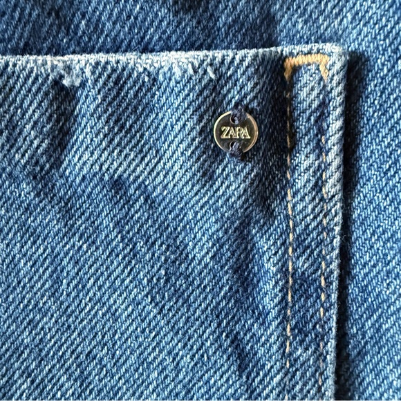 Zara High Waist Paperbag Denim Shorts with Belt Size 2 - Picture 8 of 11